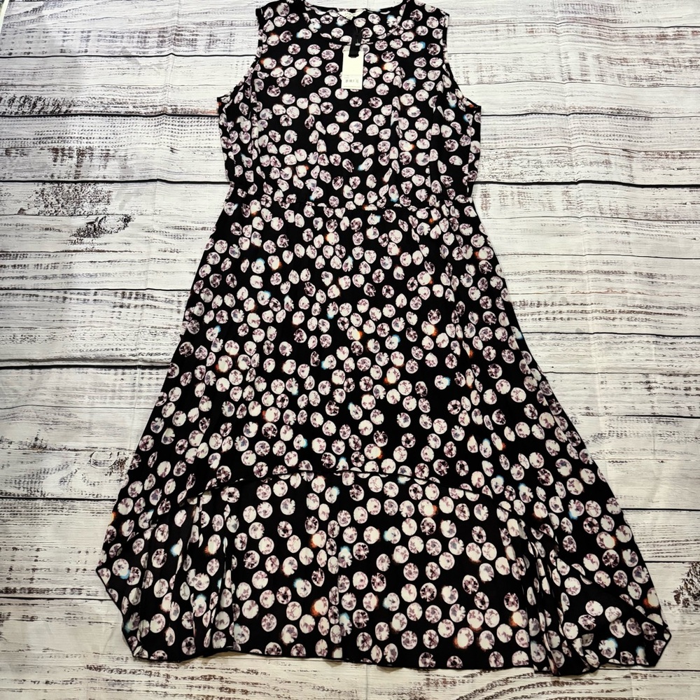 BB Dakota Black and Purple Circle Pattern Dress